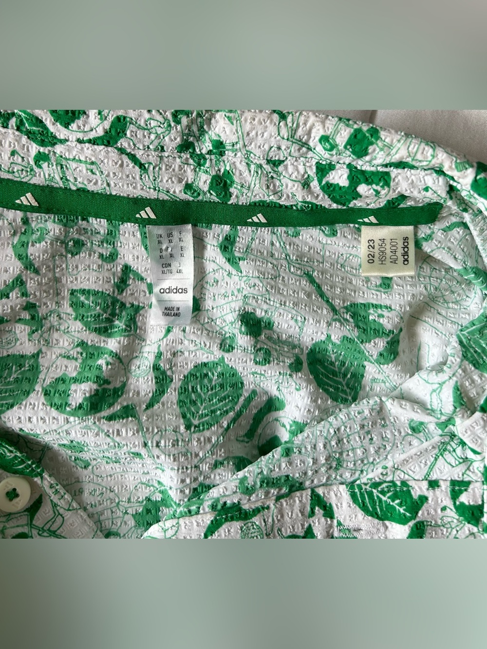 Adidas Men’s Play Green Graphic Golf Polo Shirt Size XL HS9054 Stretch EUC - Picture 10 of 14
